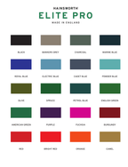 Hainsworth Elite Pro American speed cloth colour swatch chart, available as a cloth upgrade