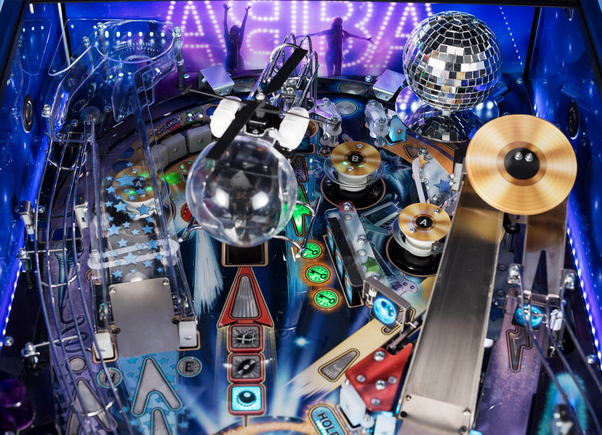 ABBA Pinball Machine upper playfield angled view