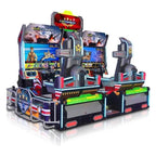 Air Combat flight simulator arcade machine with two cockpit motion seats, screens and aircraft theme