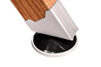 Close-up of the Dybior Blizzard's hardwood table leg and adjustable leveller foot.