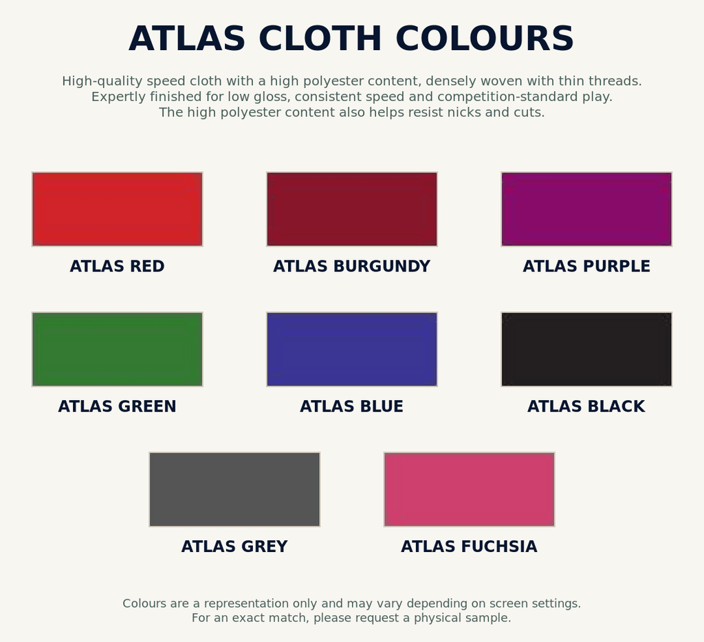 Atlas American Speed Cloth colour swatch chart