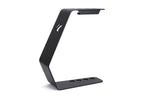 Cornilleau cue stand accessory shown beside the outdoor pool table in Charcoal Grey frame