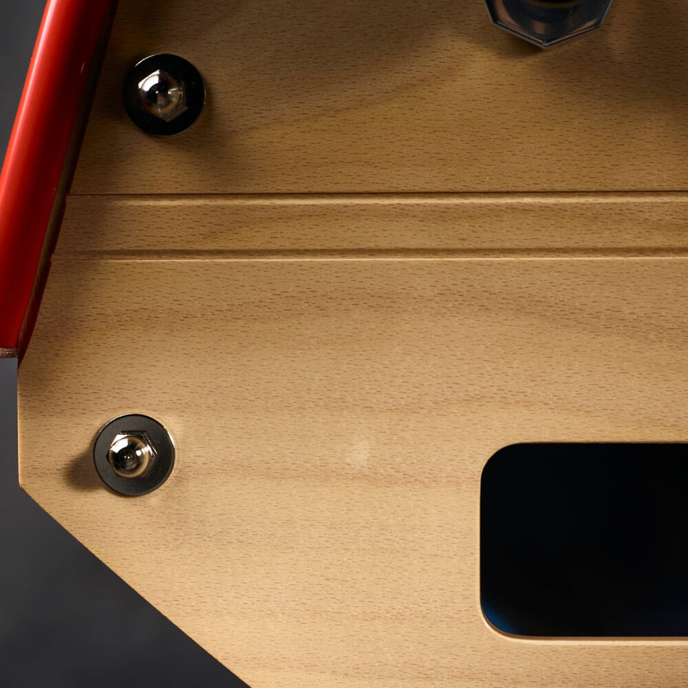 Ball return opening in the side of the beech B90 football table cabinet