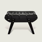 Bonzini B90 leather football table covered in black leather with chrome players and black legs