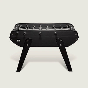 Bonzini B90 leather football table covered in black leather with chrome players and black legs