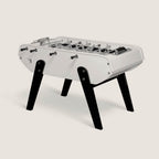 Bonzini B90 leather football table in white leather with chrome players and black legs