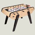 Bonzini B90 football table in natural beech with a light grey pitch and black rails