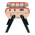 Bonzini Eurobut 2-rod mini football table in natural beech with red rails and black legs