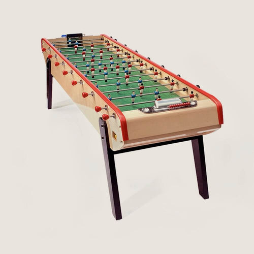 Bonzini Demi-Giant 8 player football table in natural beech, three-quarter view