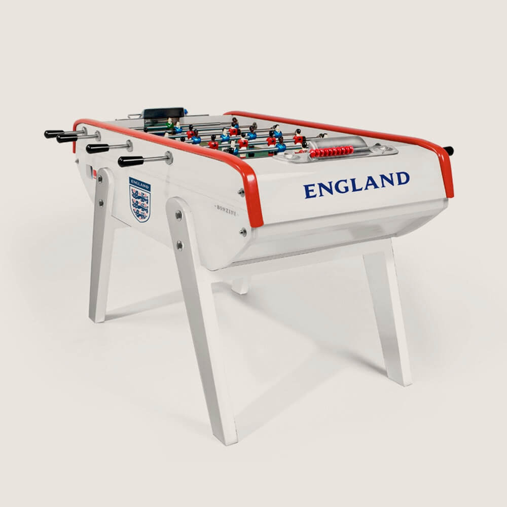Official England B90 football table in white with England lettering and white legs