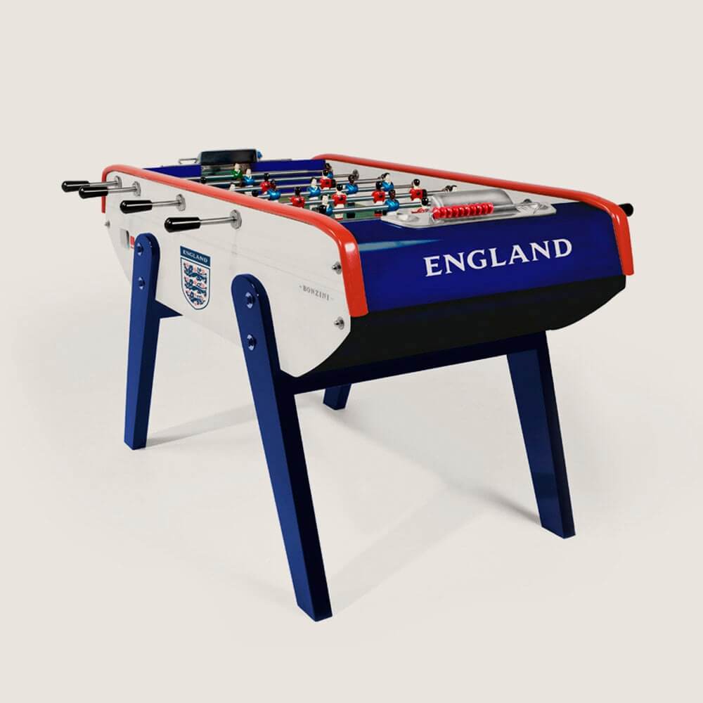 Official England B90 football table in white with navy legs and red trim