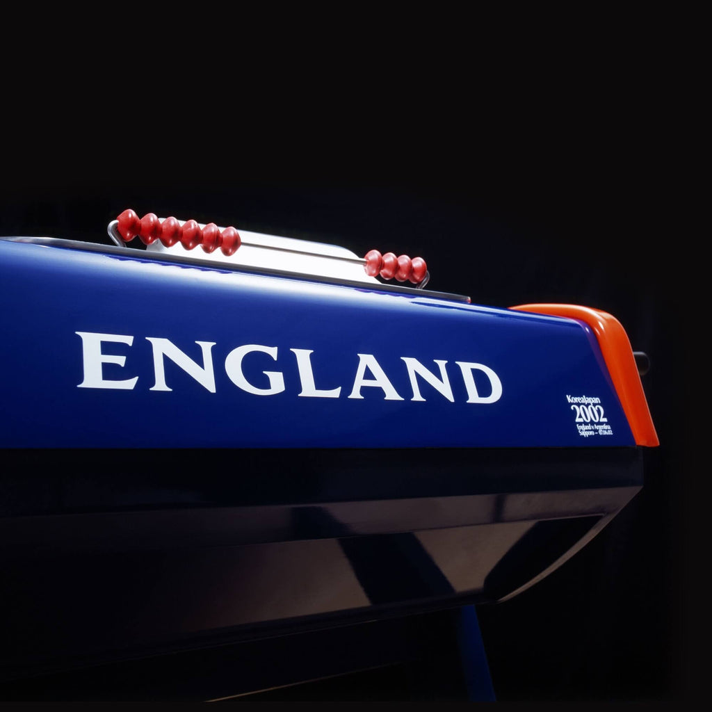 Navy end panel of the England B90 football table with white England lettering