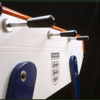 Side of the England B90 football table showing handles and the England crest