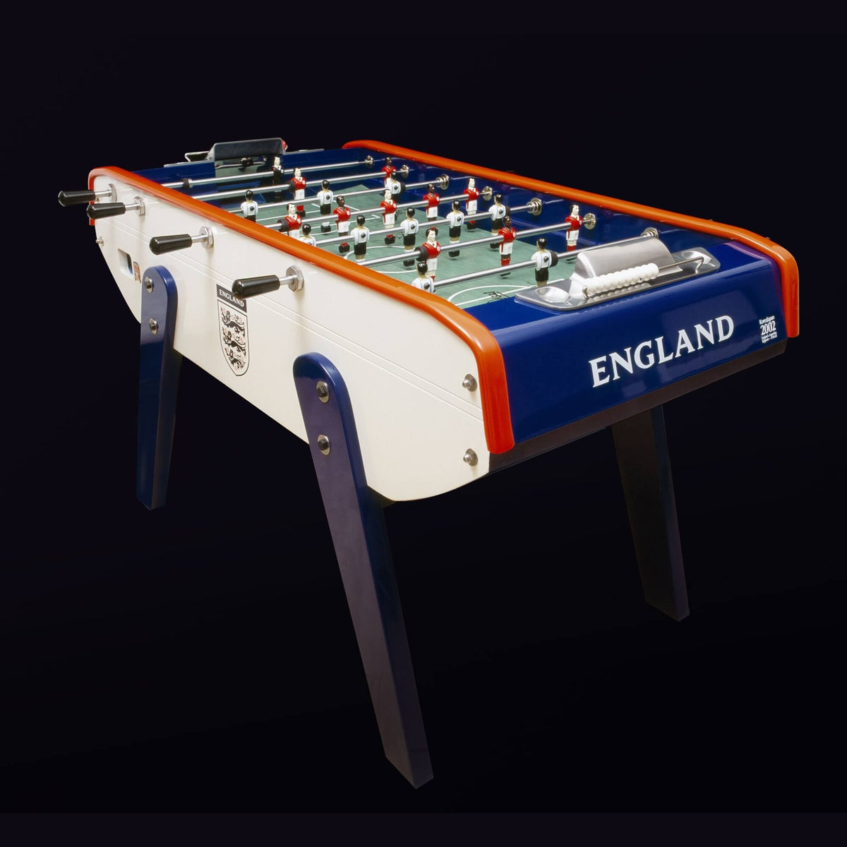Official England B90 football table in navy and white against a dark background