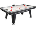 Buffalo Dominator 7ft air hockey table with slim black cabinet, white high-gloss playfield and red pushers