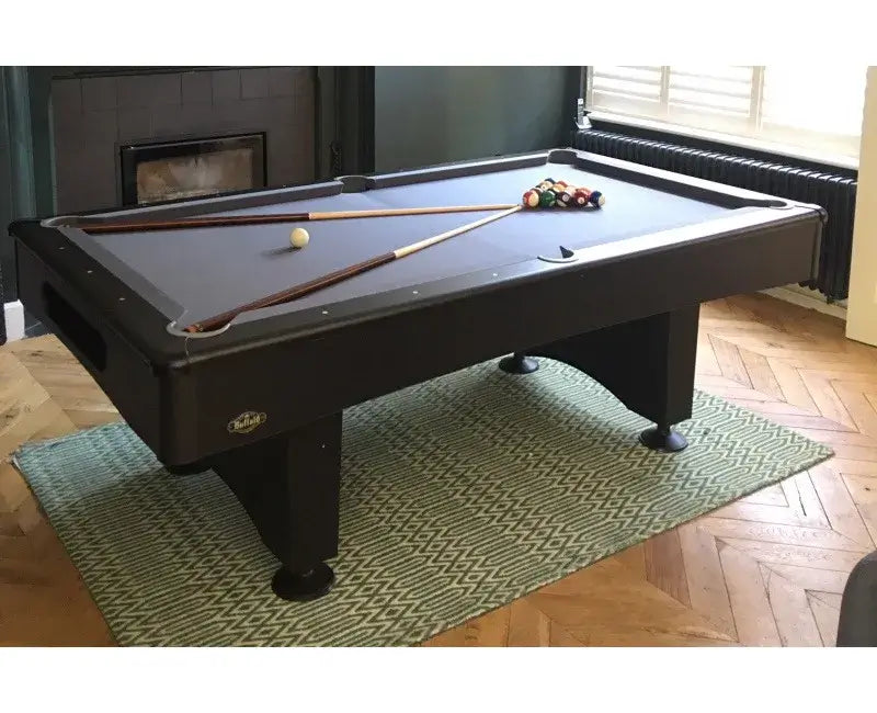 Buffalo Eliminator II Stealth pool table in a bright living space