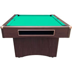 End view of the Buffalo Eliminator III in dark walnut showing the ball collection box