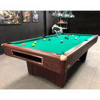 Buffalo Eliminator III in dark walnut with green cloth in a games room