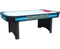 Buffalo Terminator II 7ft air hockey table with blue graphics, white high-gloss playfield and red pushers