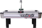 Side view of the Buffalo Typhoon air hockey table showing the Typhoon graphics and black legs