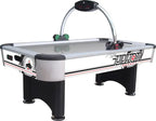 Buffalo Typhoon 7ft air hockey table with chrome overhead scoreboard and stainless steel playing field