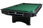 Dynamic Competition II American pool table in black matt with green cloth, angled full-table view