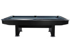 Dynamic Competition II American pool table in black matt with brushed-metal reinforced corners