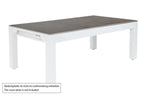 Cornilleau Classic Outdoor Pool Dining Table in White frame fitted with its protective outdoor cover