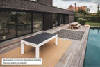 Cornilleau Classic Outdoor Pool Dining Table in White frame outdoors, alternate angle