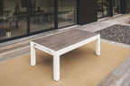 Cornilleau Classic Outdoor Pool Dining Table in White frame with the standard dining tabletop fitted over the playing surface