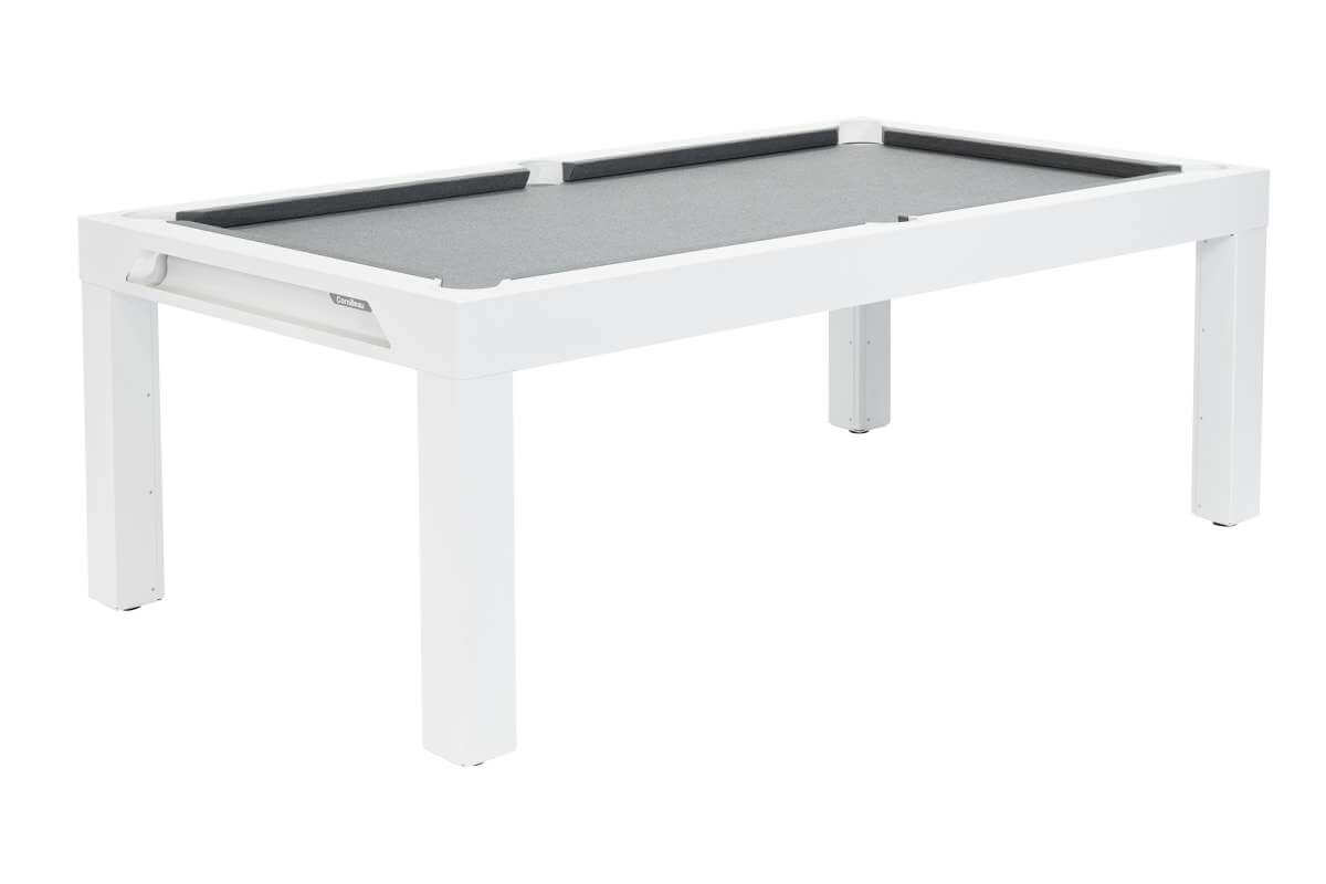 Cornilleau Classic Outdoor Pool Dining Table 7ft in White frame with grey playing cloth, full product view