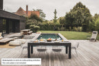 Cornilleau Classic Outdoor Pool Table in Charcoal Grey frame set up outdoors, playing surface uncovered