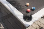 White Cornilleau Origin outdoor pool table racked up with balls ready to play