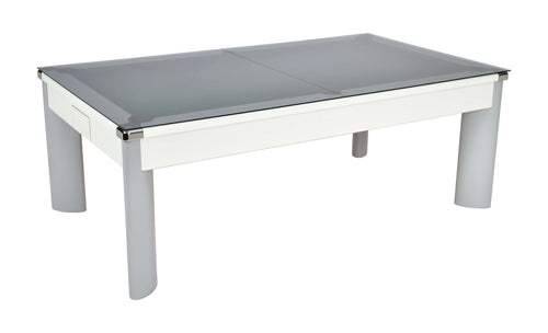 DPT Fusion Outdoor Pool Dining Table with 2-piece toughened glass dining top fitted, white frame