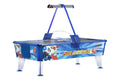 WIK Gold commercial air hockey table with a blue-white cabinet and polished stainless steel playing surface.