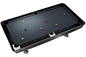 Dynamic II 9ft American pool table in shining black, viewed from above