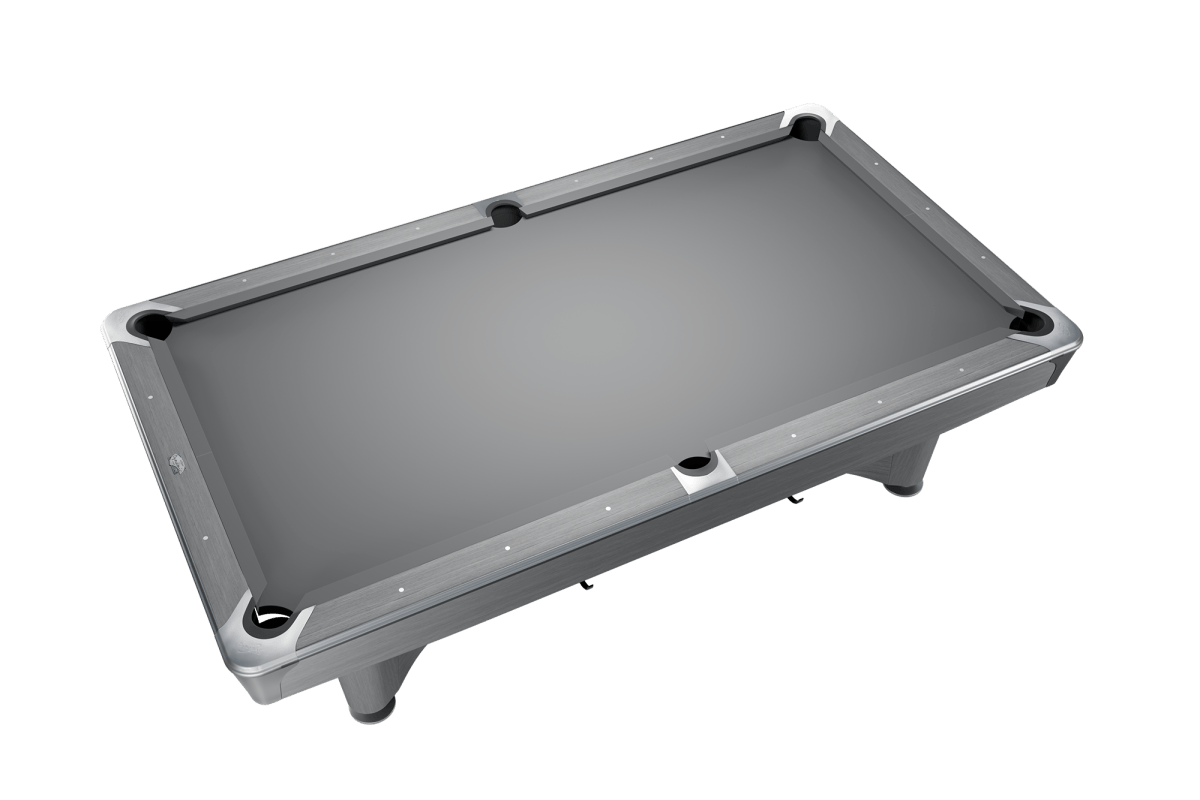 Dynamic IV American pool table in light grey, viewed from above