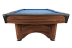 Modern brown Dynamic IV American pool table with blue Simonis cloth