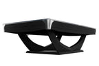 Corner and rail detail on the matt black Dynamic Axion 9ft pool table