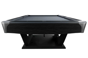 Dynamic Axion 9ft American pool table in matt black, full table view