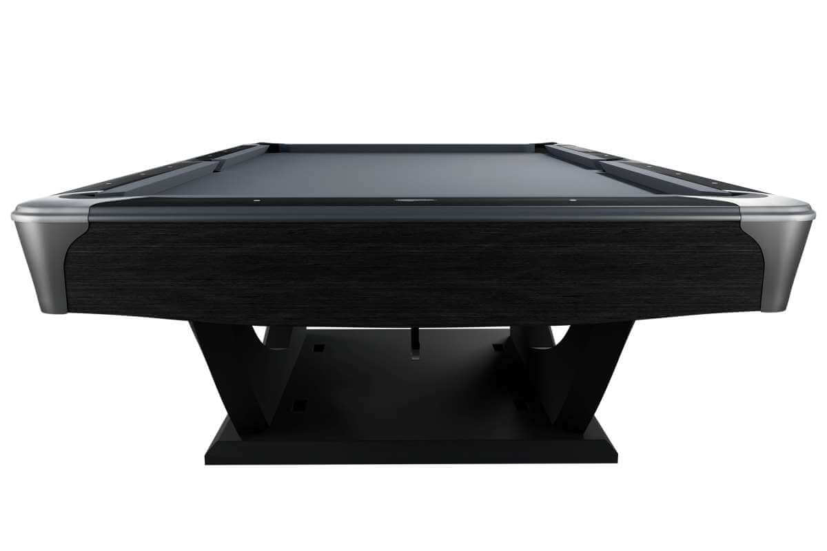 Dynamic Axion 9ft American pool table in matt black, full table view