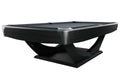 Dynamic Axion American pool table in matt black, showing the curved X-shaped base
