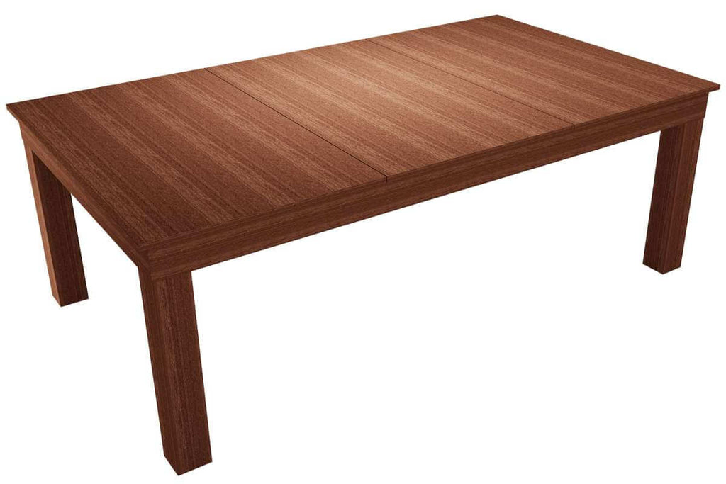 Dynamic Mozart 7ft pool dining table in Mahogany finish shown with the three-piece dining top in place