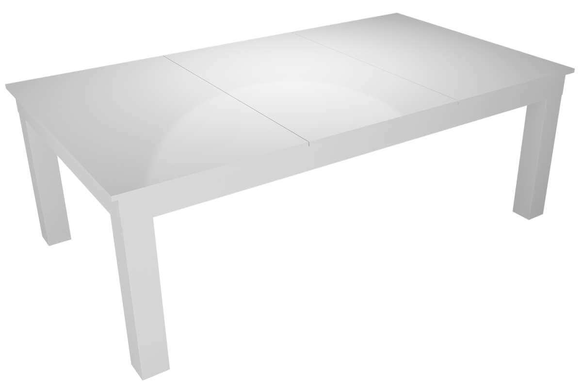 Dynamic Mozart 7ft pool dining table in Matte White finish with the three-piece dining top fitted