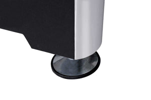 Corner leg and cabinet detail on the black Dynamic Triumph Plus American pool table