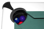 Corner cabinet detail on the matt white Dynamic Triumph Plus American pool table