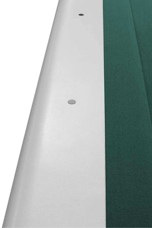 Cushion and rail detail on the matt white Dynamic Triumph Plus American pool table