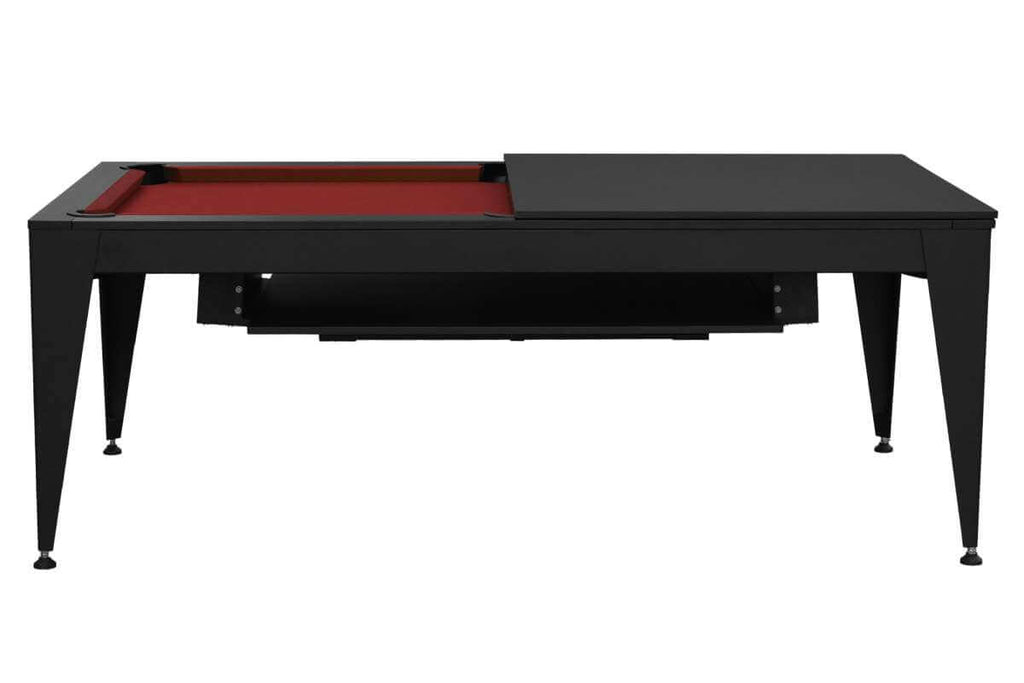 Dynamic Vancouver III American 7ft Pool Table in Black finish with burgundy cloth, side view