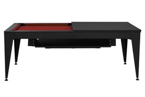 Dynamic Vancouver III American 7ft Pool Table in Black finish with burgundy cloth, side view