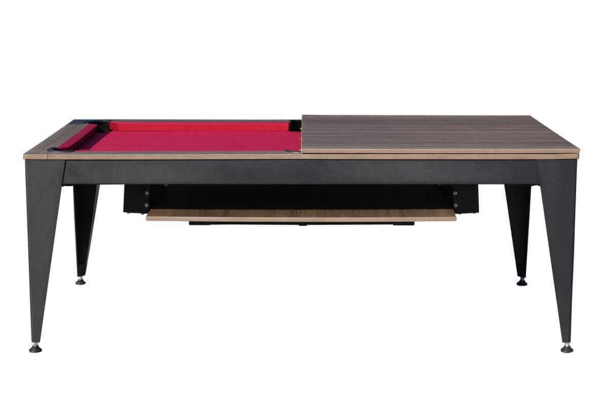 Dynamic Vancouver III American 7ft Pool Table in Black/Brown finish with red cloth, side view